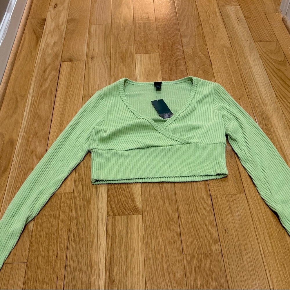 Wild Fable Light Green Ribbed Crop Top